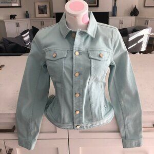 Talbots Casual Denim Jean Jacket w Metal Hardware in Soft Green Size XS NWT